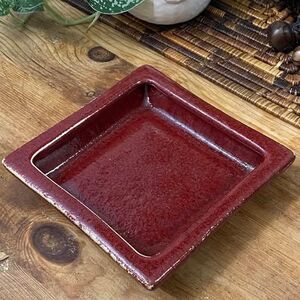 Pottery Barn Trinket, Tray, Palermo Burgundy Pillar Candle Plate 5.5 x 5.5